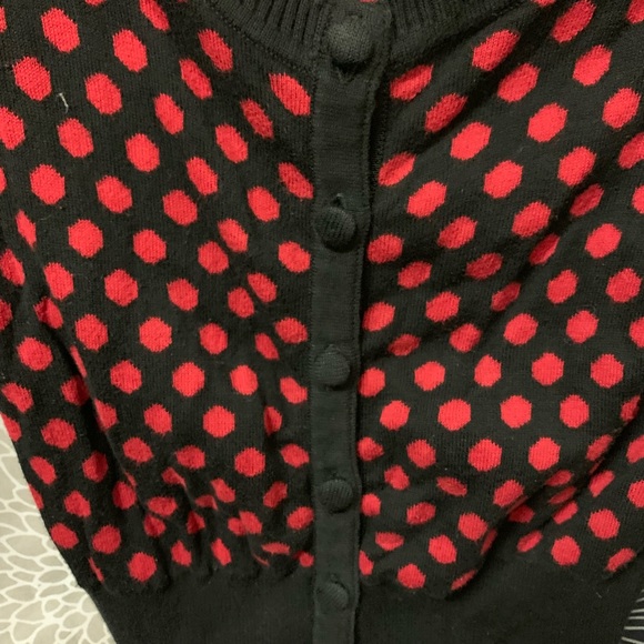 Forever 21 Black and Red Polka Dot Cardigan - Picture 3 of 5